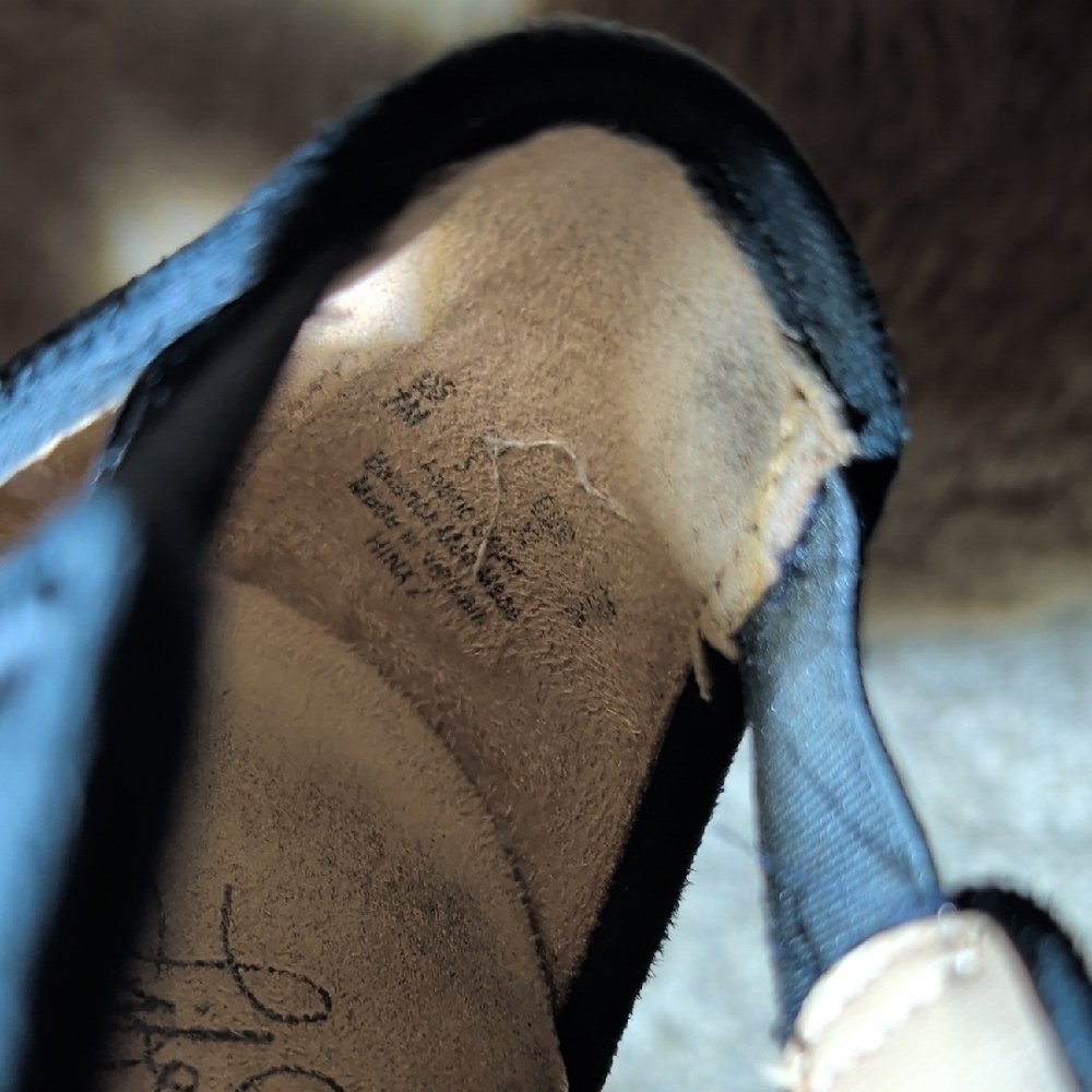 Life Stride Black Laser-Cut Cork Wedge Sandals - Picture 2 of 8